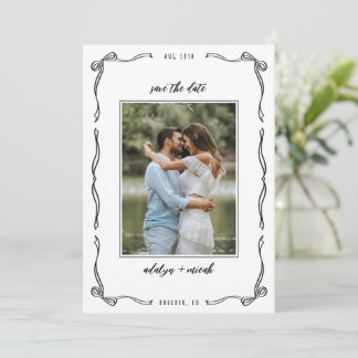 Black and white whimsical little bows save the date