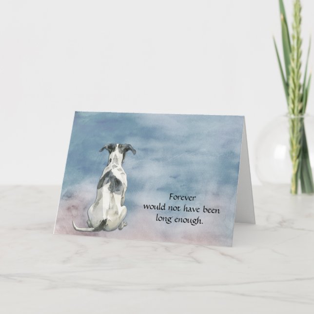 Black and White Whippet Dog Sympathy Card (Front)