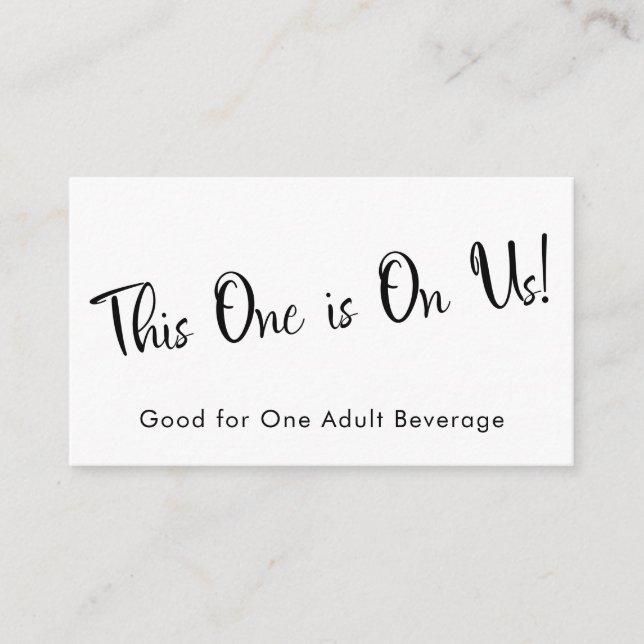 Black and White White Drink Tickets Insert Cards (Front)