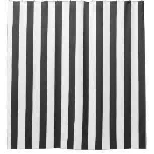 Black and White Wide Stripe Shower Curtain