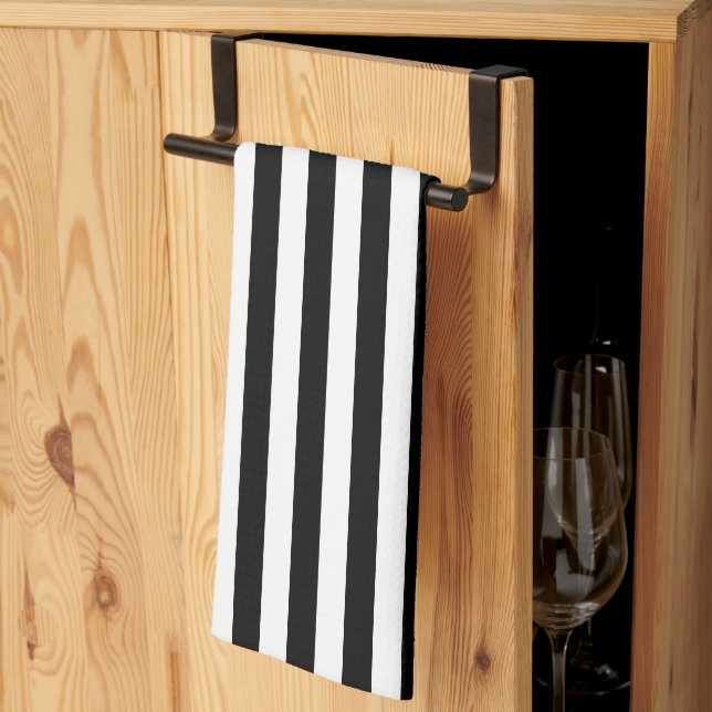 Black And White Wide Stripe Tea Towel (Thirds Fold)
