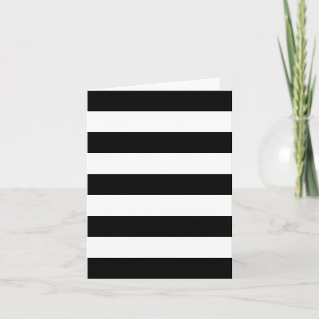 Black and White Wide Stripes Blank Greeting Card (Front)