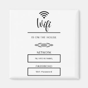 Black and White Wifi Password for Home Magnet