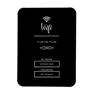 Black and White Wifi Password for Home Magnet