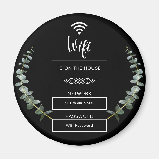 Black and White Wifi Password for Home Magnet (Front)