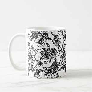 Black and White Wildflower print Mug