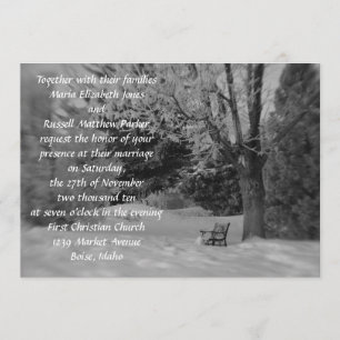 Black and White Winter Bench Wedding Invitation