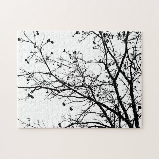 Black and White Winter Tree Jigsaw Puzzle (Horizontal)