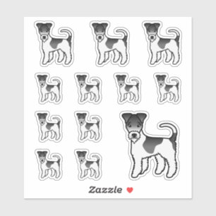 Black And White Wire Fox Terrier Cute Cartoon Dogs