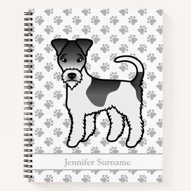 Black And White Wire Fox Terrier Cute Dog & Name Notebook (Front)