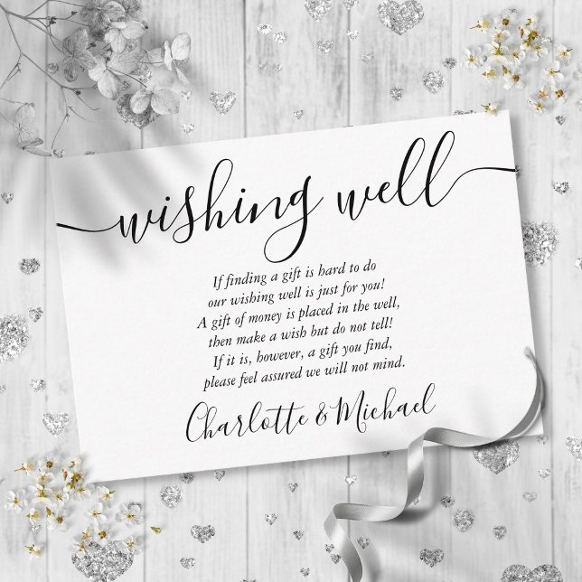 Black And White Wishing Well Wedding Enclosure Card (Black And White Wishing Well Wedding Enclosure Card)