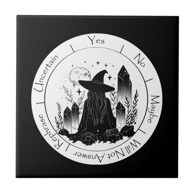 Black and White Witch Pendulum    Ceramic Tile (Front)
