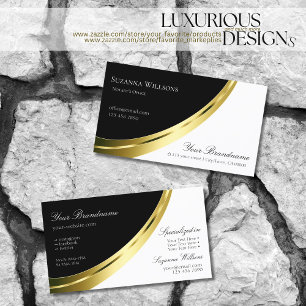 Black and White with Decorative Gold Decor Modern Business Card