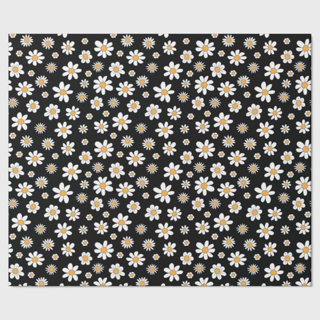 black and white with flowers wrapping paper (Seam)
