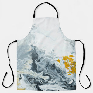 Black and white with gold marble abstract hand pai apron