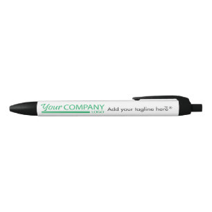 Black and White with Green Logo Promotional Ink Pen