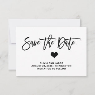 Black and White with Heart   Photo Back Save The Date