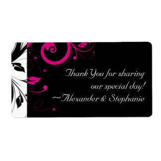 Black and White with Magenta Swirl Accent