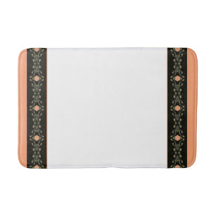 Black And White With Peach Bath Mat