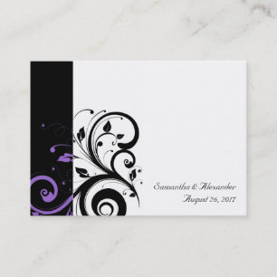 Black and White with Purple Swirl Accent Business Card