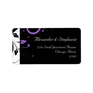 Black and White with Purple Swirl Accent Label