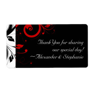 Black and White with Red Reverse Swirl