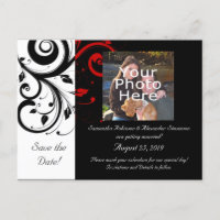 Black and White with Red Reverse Swirl