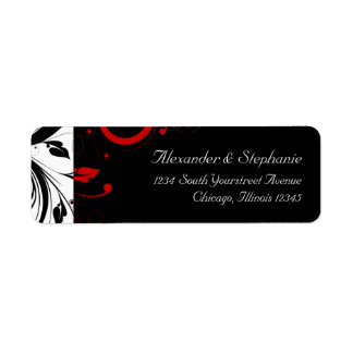 Black and White with Red Reverse Swirl Return Address Label