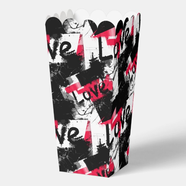 Black and white with red spots love pattern favour box (Front)