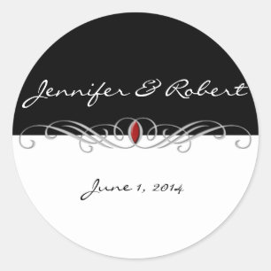 Black and White with Ruby Accent Envelope Seal