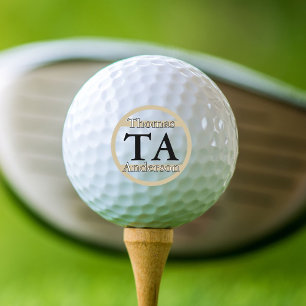 Black and White with Sand, Initials and Names Golf Balls