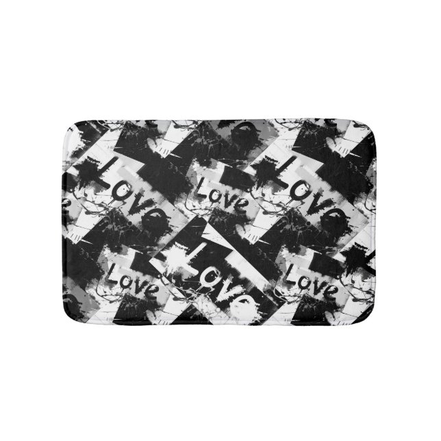 Black and white with spots pattern of love bath mat (Front)