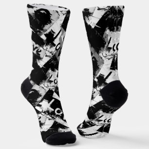 Black and white with spots pattern of love socks