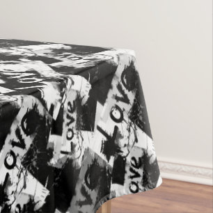 Black and white with spots pattern of love tablecloth