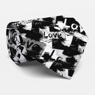 Black and white with spots pattern of love tie