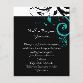 Black and White with Teal Reverse Swirl