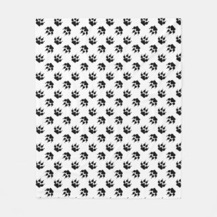Black and White Wolf Paw Fleece Blanket
