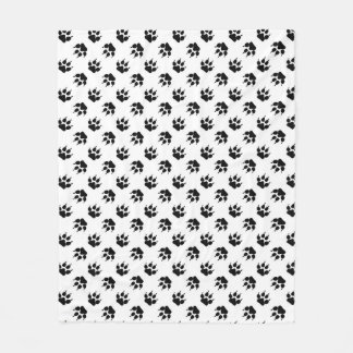 Black and White Wolf Paw  Fleece Blanket
