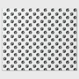 Black and White Wolf Paw Wrapping Paper