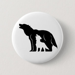 Black and White Wolves 6 Cm Round Badge
