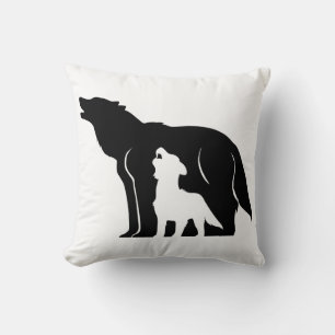 Black and White Wolves Cushion