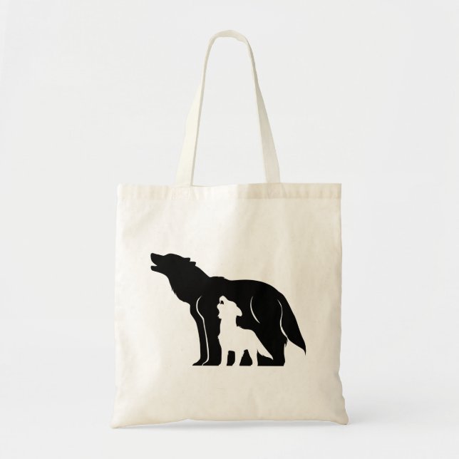 Black and White Wolves Tote Bag (Front)