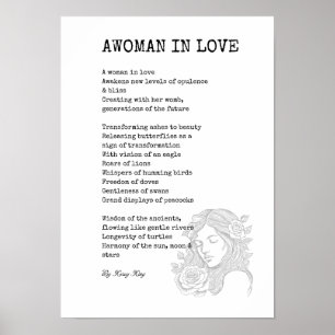 Black and white woman in love poem wall art