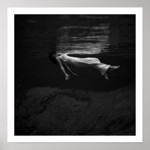 Black and White Woman in the Water Photograph Post Poster