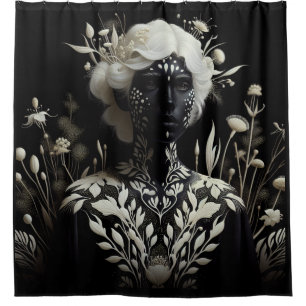 Black and White Woman Shower Curtain