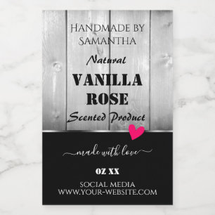 Black and White Wood Grain Product Labels Heart