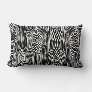 Black and White Woodgrain Lumbar Cushion