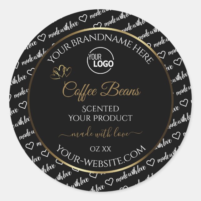 Black and White Word Art Gold Product Labels Logo (Front)