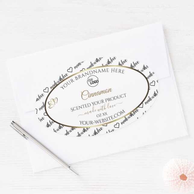 Black and White Word Art Gold Product Labels Logo (Envelope)