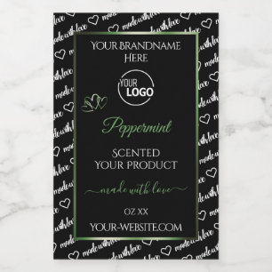Black and White Word Art Green Product Labels Logo
